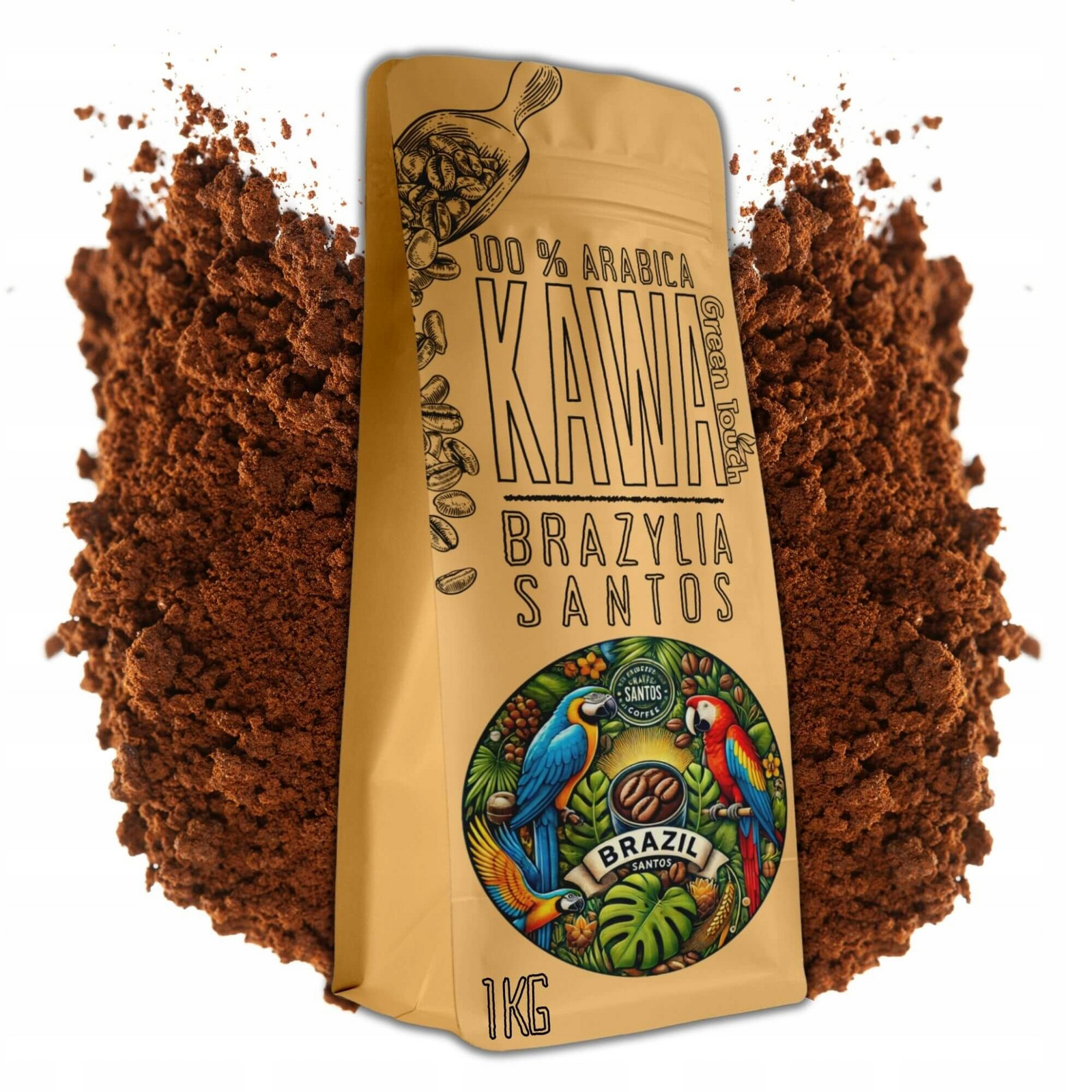 mletá káva Brazílie Santos 100% arabica čerstvá 1 kg Green Touch