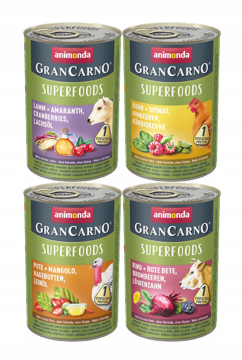 Animonda Pies GranCarno Superfoods MIX všech příchutí Set 800g x4