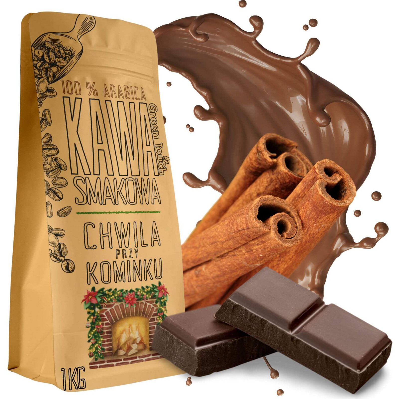 Káva Zrnková chuťová vánoční Chvíle U Krbu 1 kg Green Touch