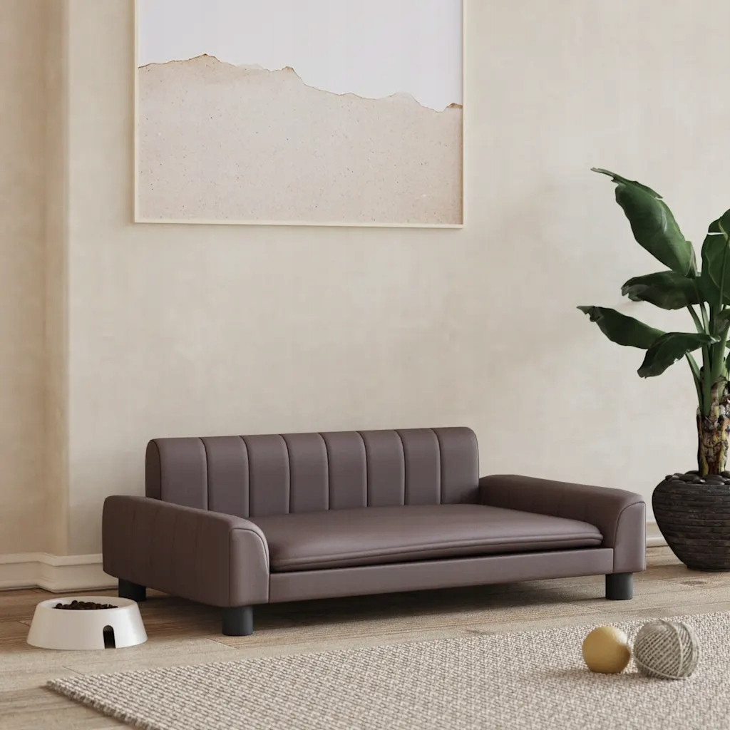 Pelíšek pro psy hnědý 90 x 53 x 30 cm umělá kůže Hnědá 171854