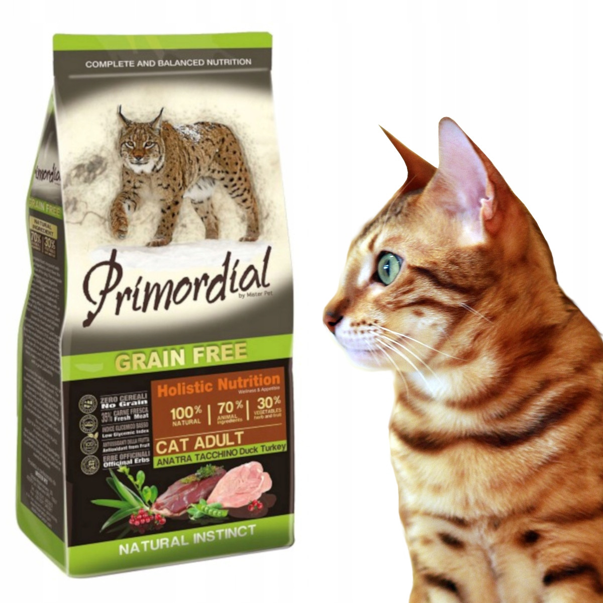 Primordial kočka bez obilovin dospělá kachna a krůta 6 kg