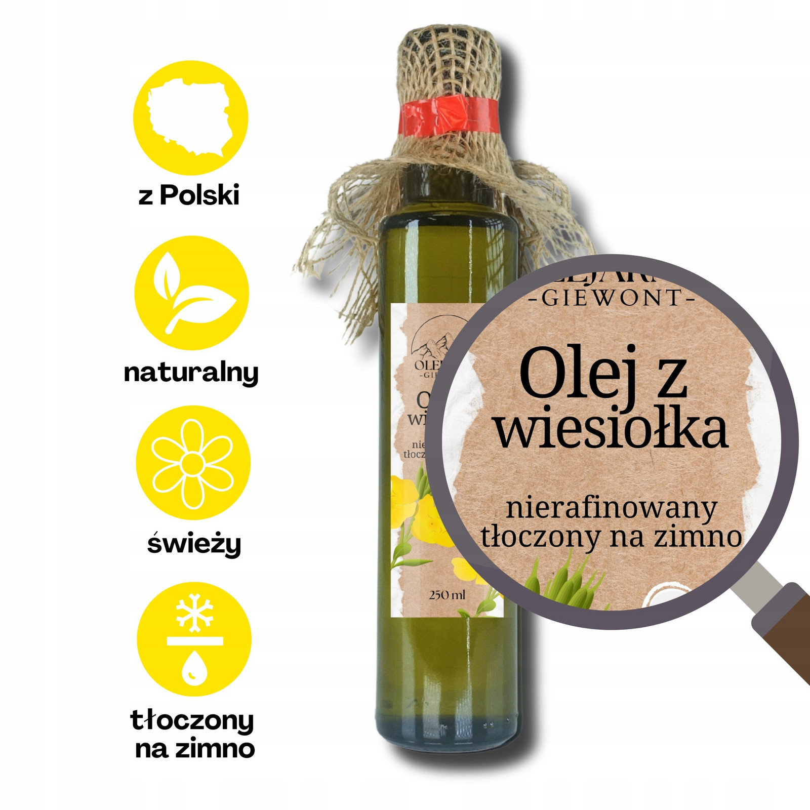 Pupalkový olej nerafinovaný lisovaný za studena 250 ml z Polska