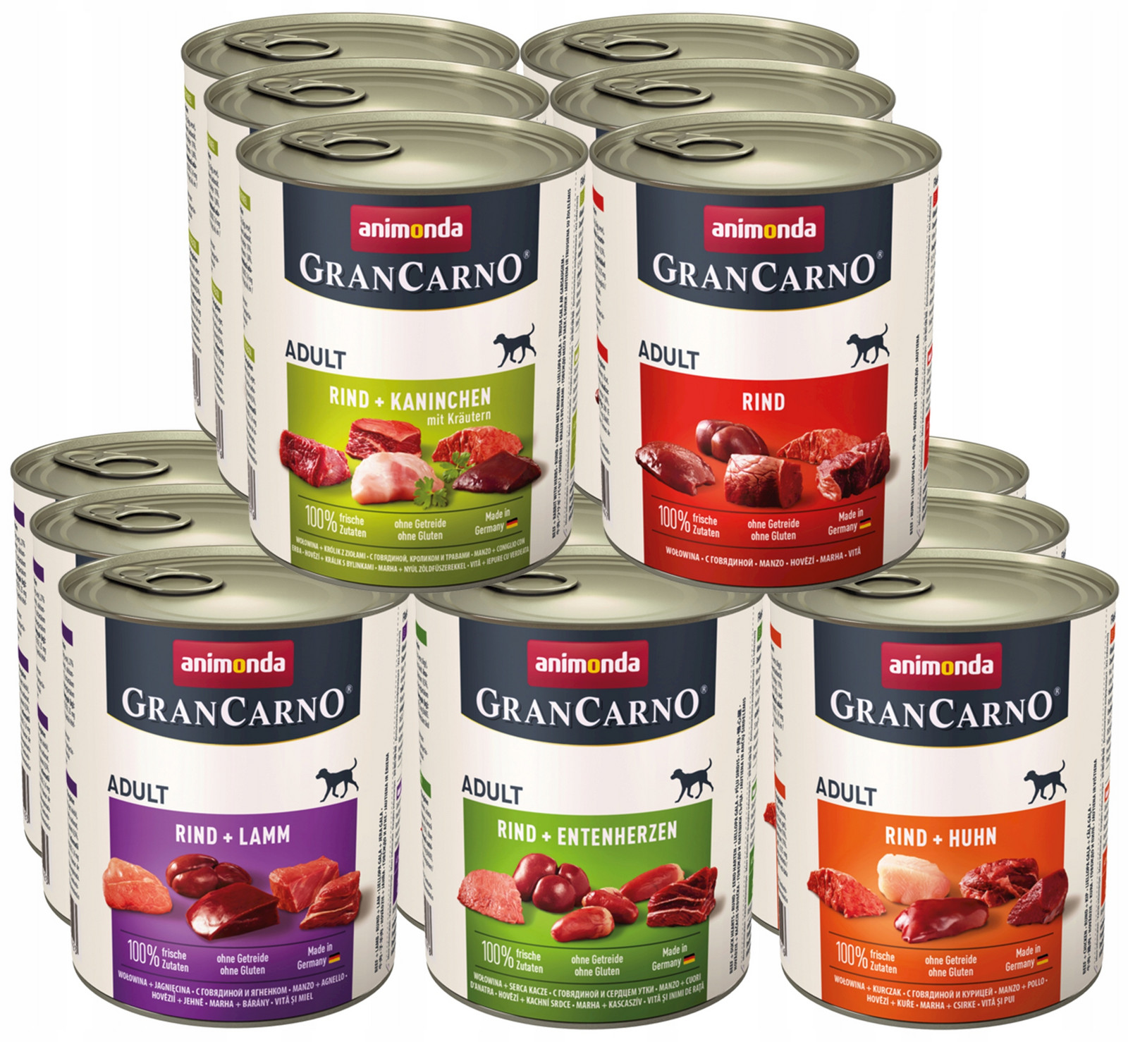 Animonda GranCarno Adult MIX 5 příchutí Hovězí Bez Vepřového Masa 15x800g