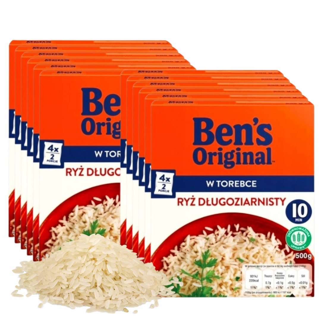 Dlouhozrnná rýže Ben's 1 kg (8 sáčků) bez lepku rýže v sypkých sáčcích