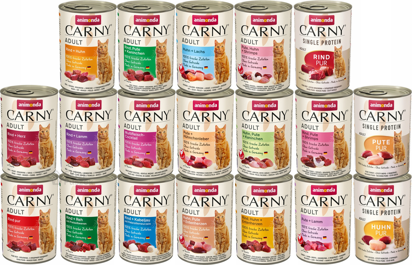 Animonda Kočka Carny Adult MIX 19 příchutí plechovka Set 19x400g