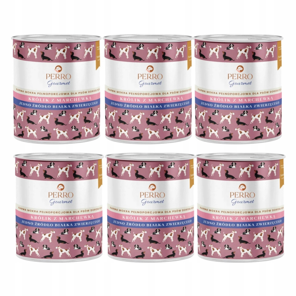 Vlhké krmivo pro psy Perro Gourmet Králík s mrkví 6x800g