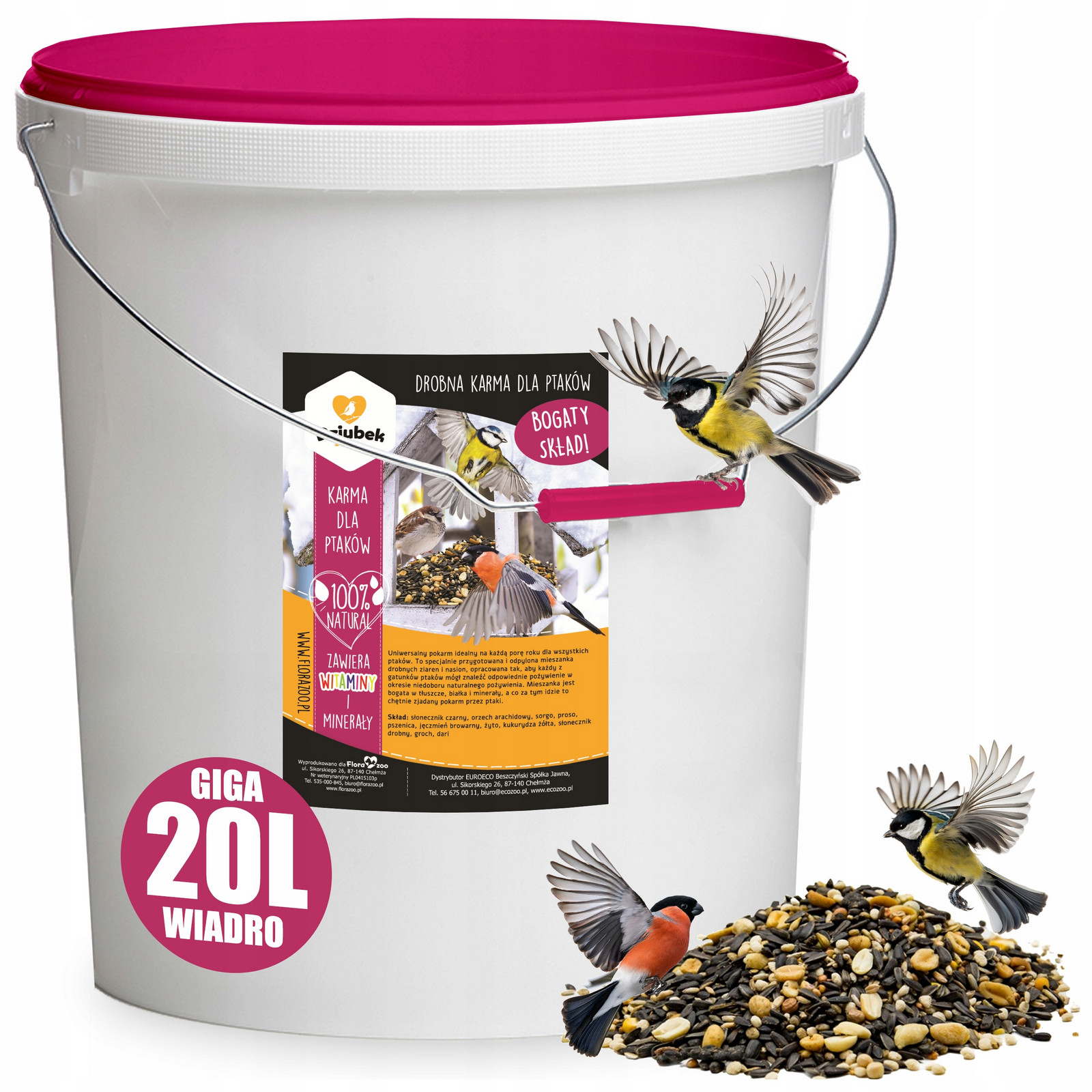 Krmivo Premium Slunečnice Ořech Jemné Zrno Krmivo Pro Volně Žijící Ptáky 20L