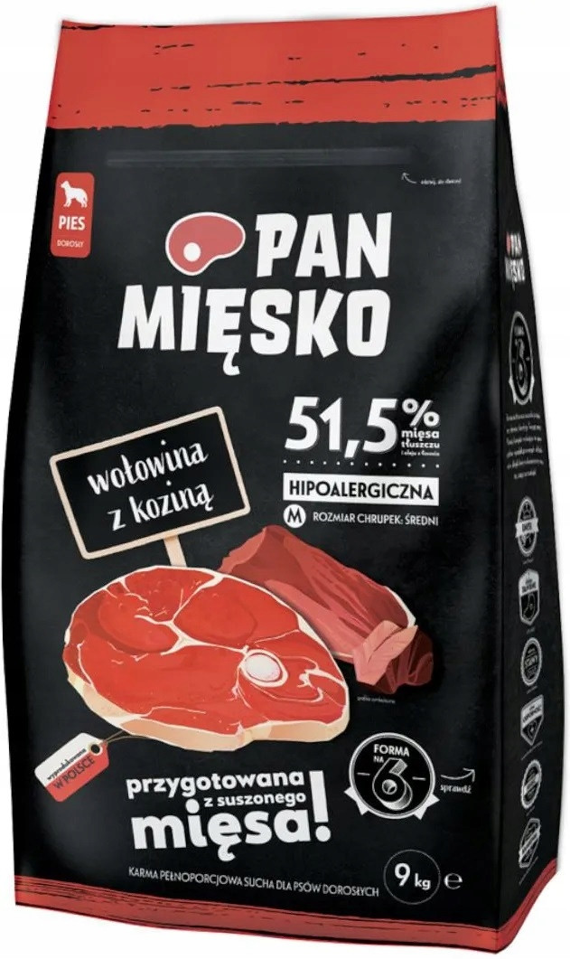 Pan Mięsko Hovězí maso s kozím masem 9 kg křupek M suché krmivo pro psy