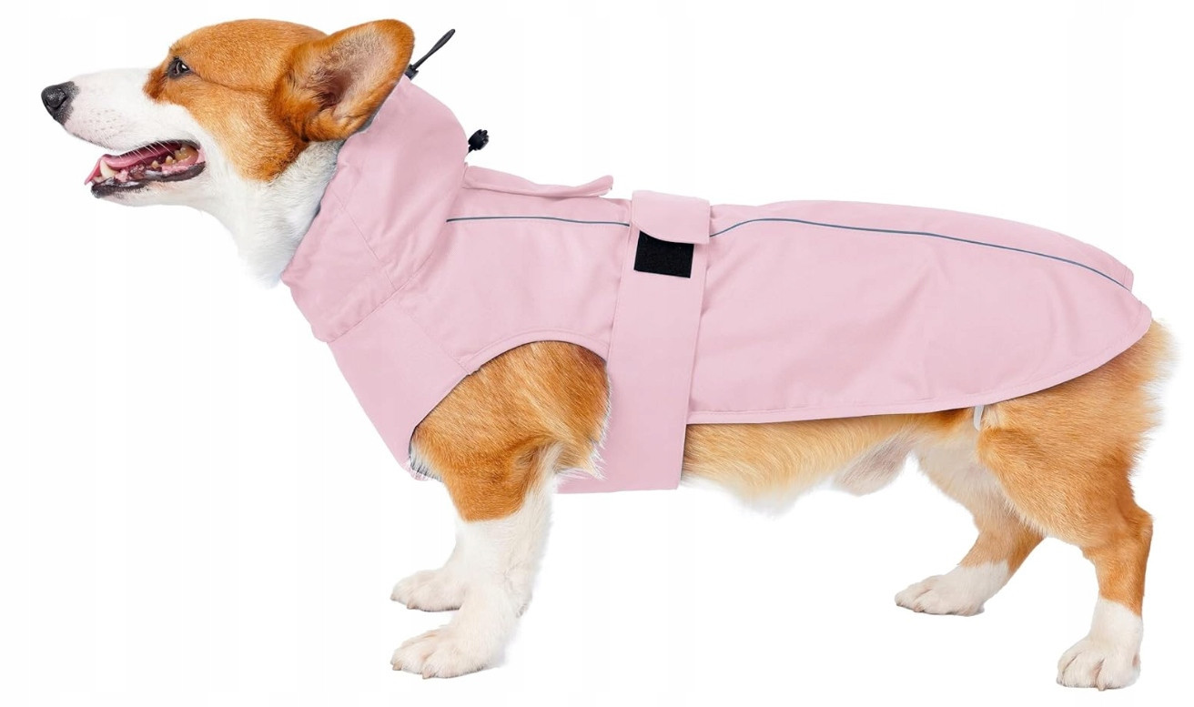 Bunda proti dešti pro psa s reflexními prvky – růžová (s)