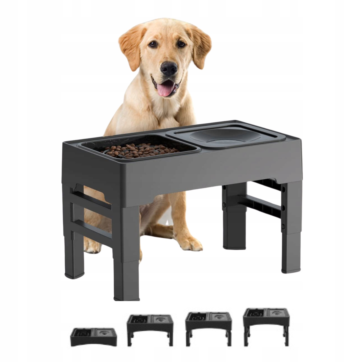 Miska Pro Psa S Nastavitelnou Výškou Na Stojanu, Dvojitá, Netekoucí, 2V1