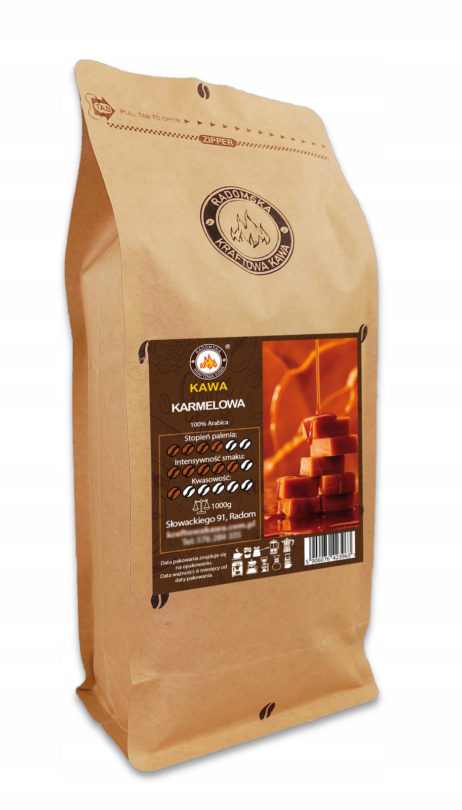 Káva káva 1000 g Arabica 100% sladká, jemná