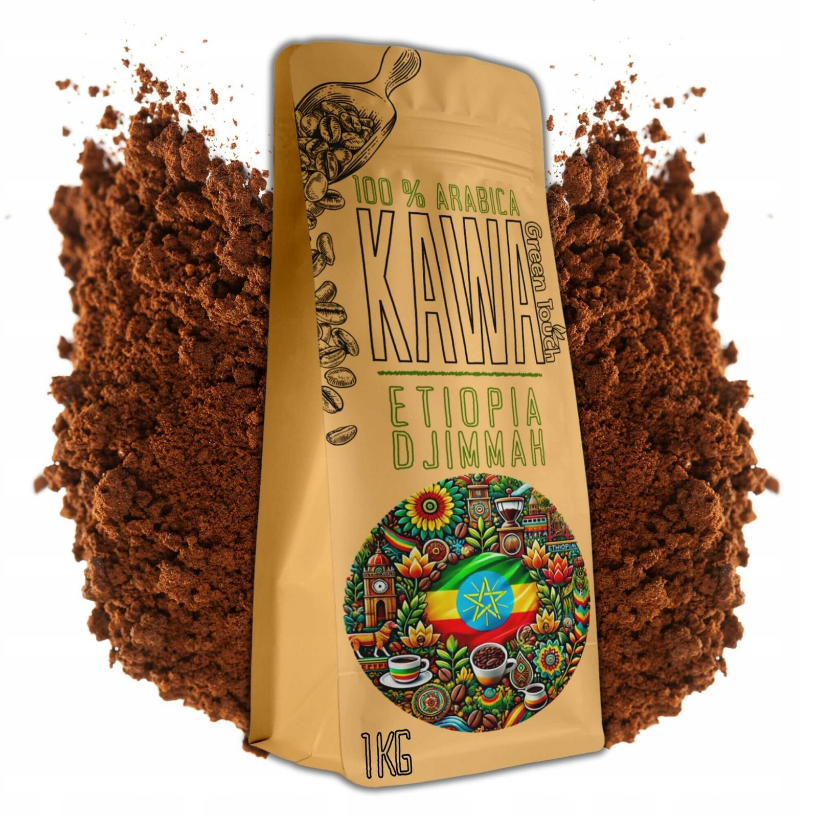 mletá káva Etiopie Djimmah Ethiopia 100% arabica 1 kg Green Touch