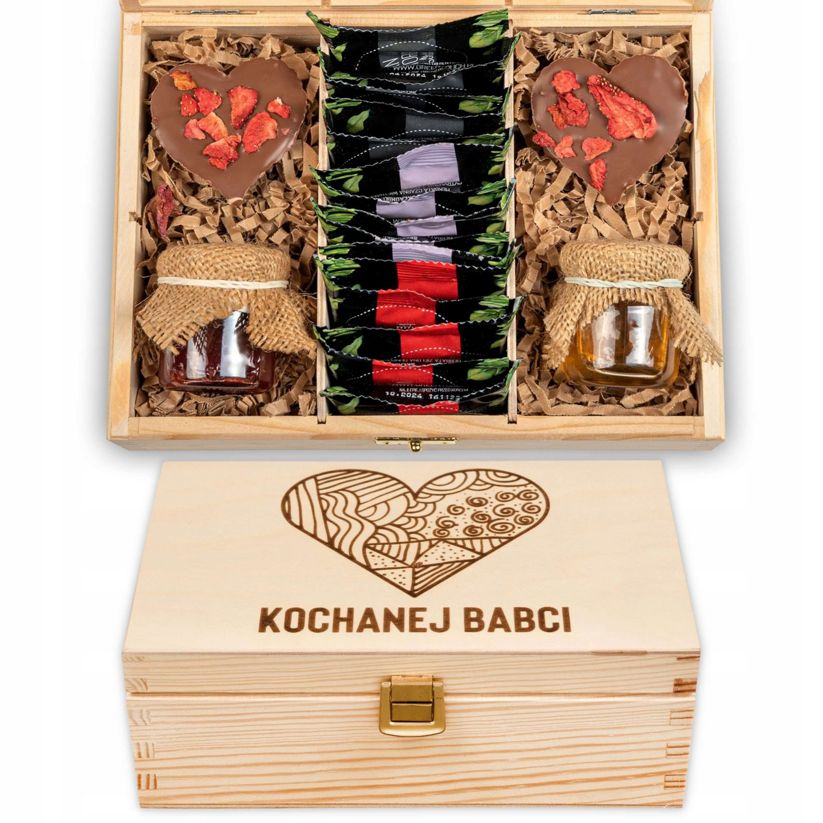 Box gravírovaný čajový set pro den babičky a dědečka čokolády med