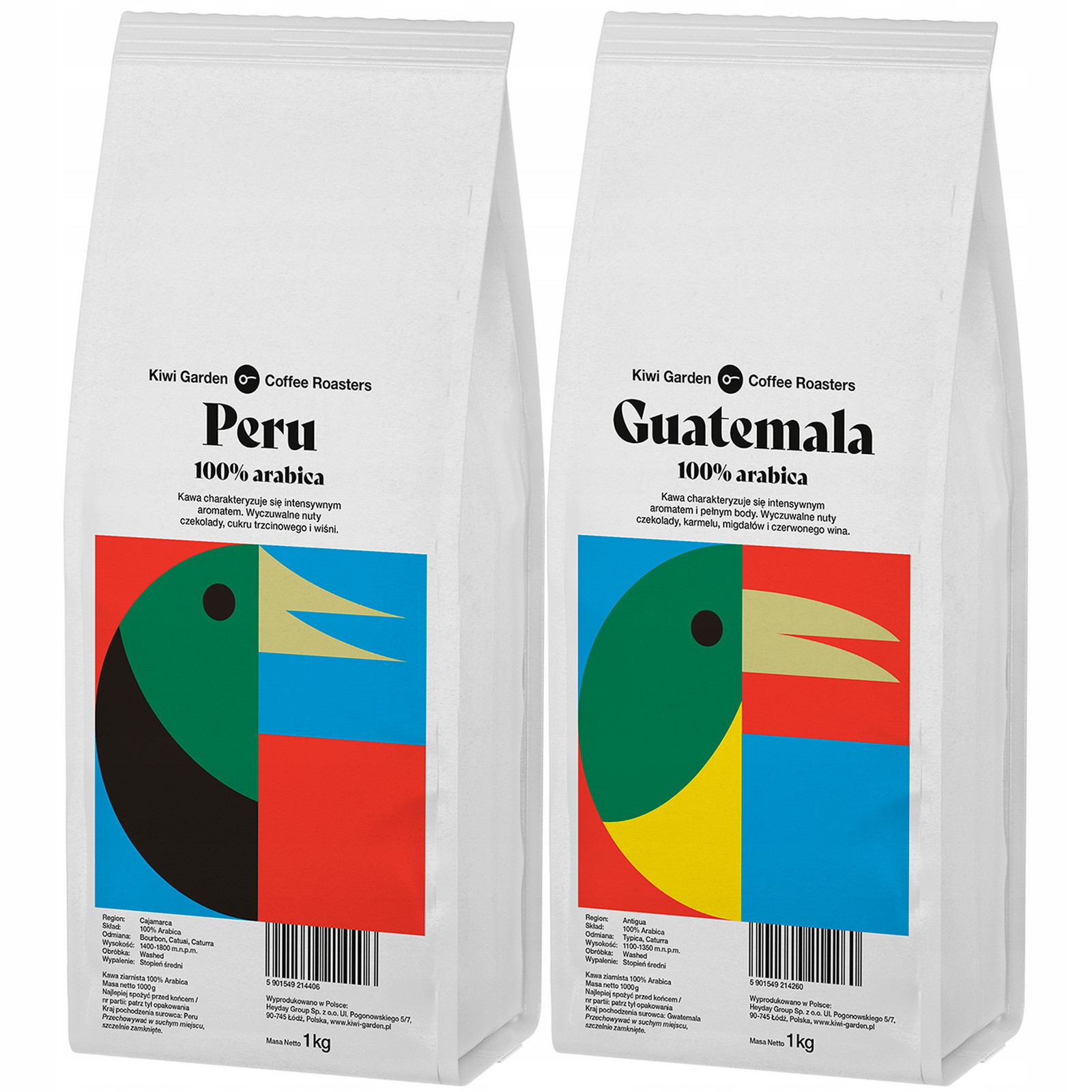 Káva zrnková Káva Čerstvě pražená 100%Arabica Peru Guatemala sada 2x1kg