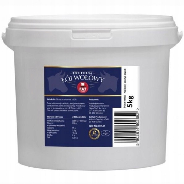 Hovězí lůj 5 kg hovězí tuk 100% bez přísad fritéza Agro Top kbelík