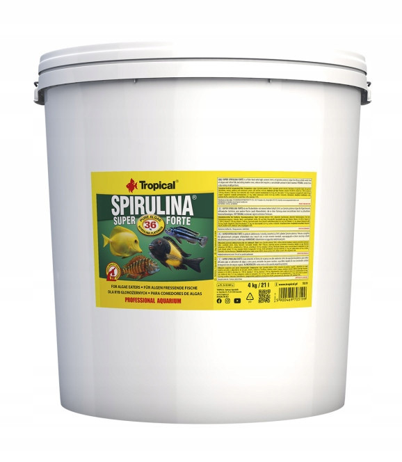 Tropical spirulina 36% – Forte krmivo s 36 % řas 21 l, 4 kg