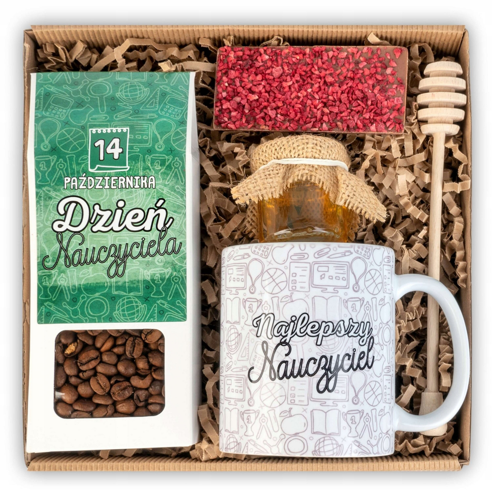 dárek ke dni učitelů sada káva hrnek v krabičce med čokoláda