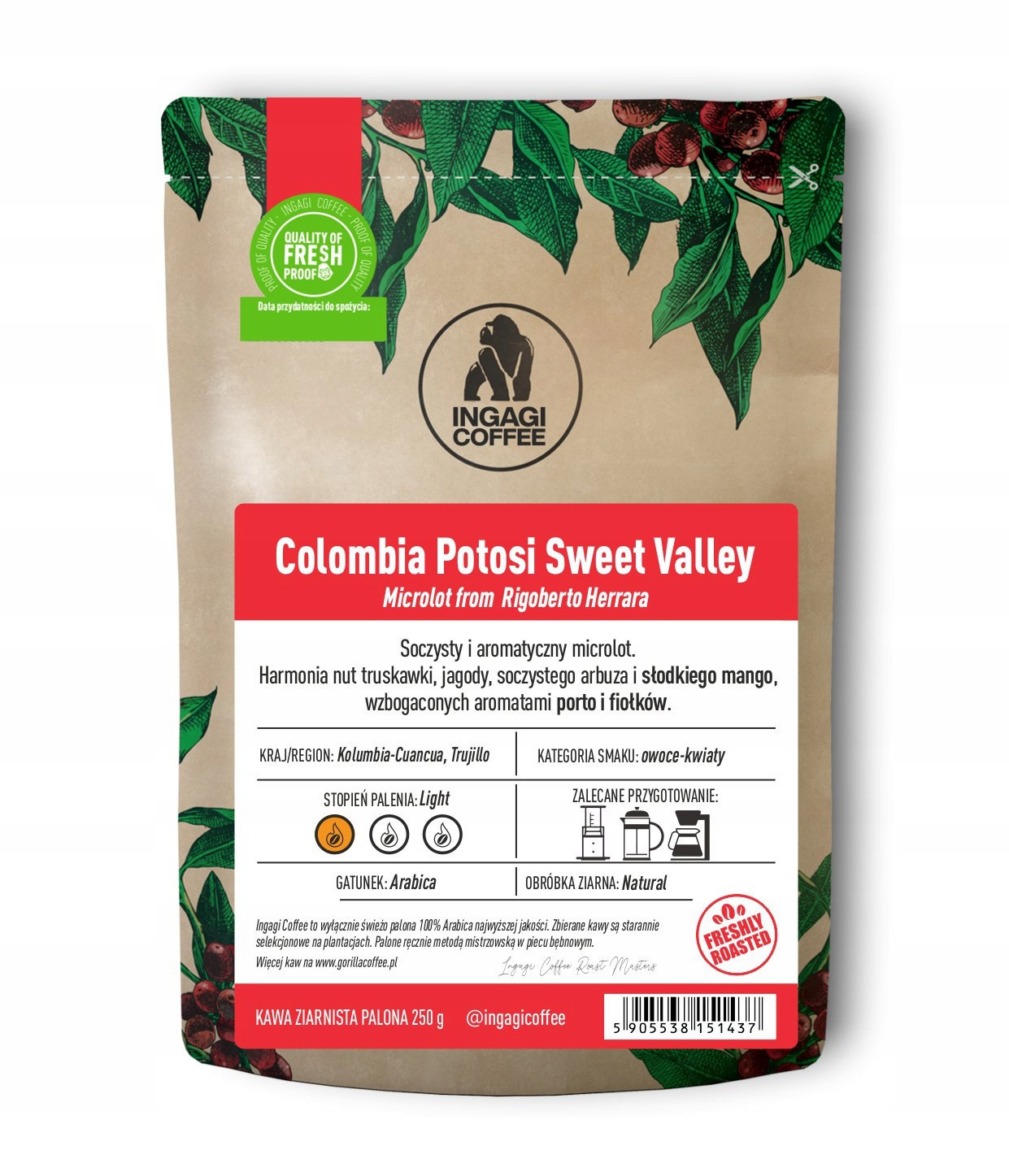 Káva Kolumbie Potosi Sweet Valley 250 g zrnková