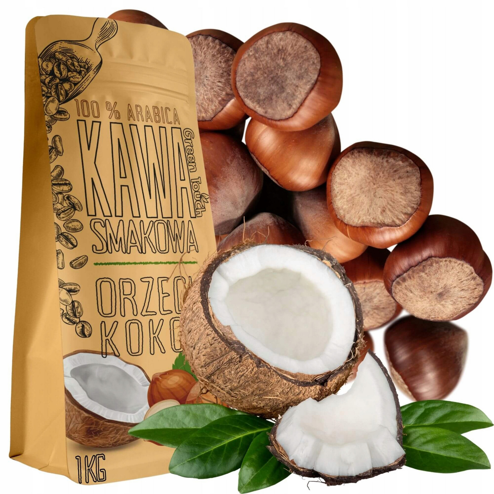 Mletá Káva ochucená Oříškově Kokosový ořech kokos 1 kg Green Touch