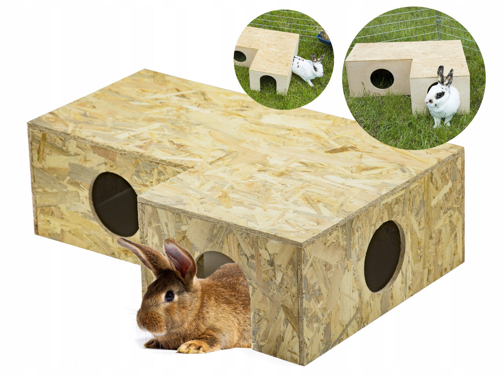 Velký Dřevěný Domeček klec kotec tunel Pro Králíka Morčata XXL