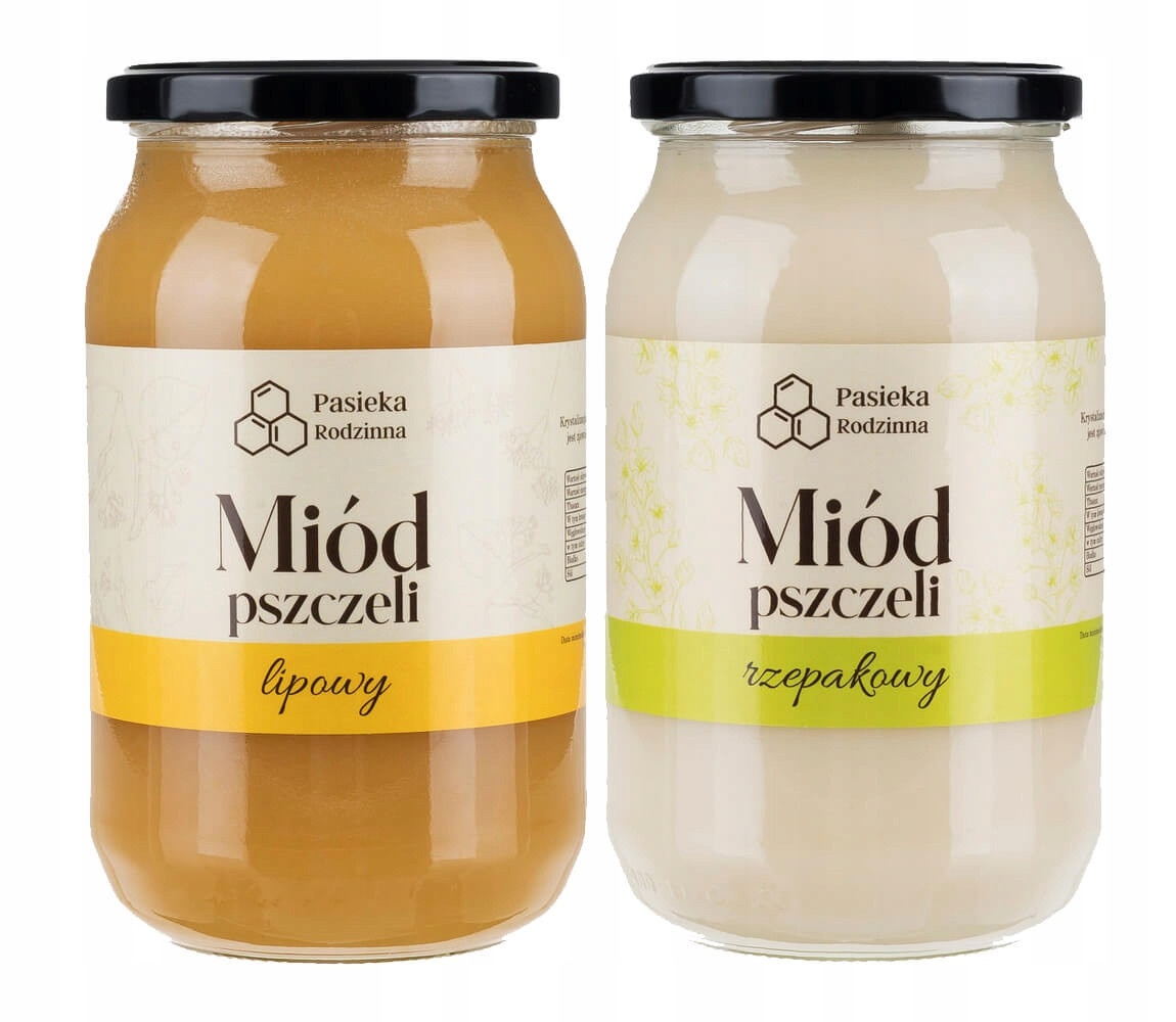 Rzepakový med Lipový med 1150 g Přírodní Polské medy z proužků 2024