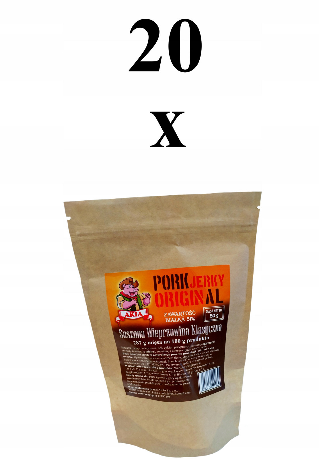 Vepřové Jerky Original, Krabice 20x 50g