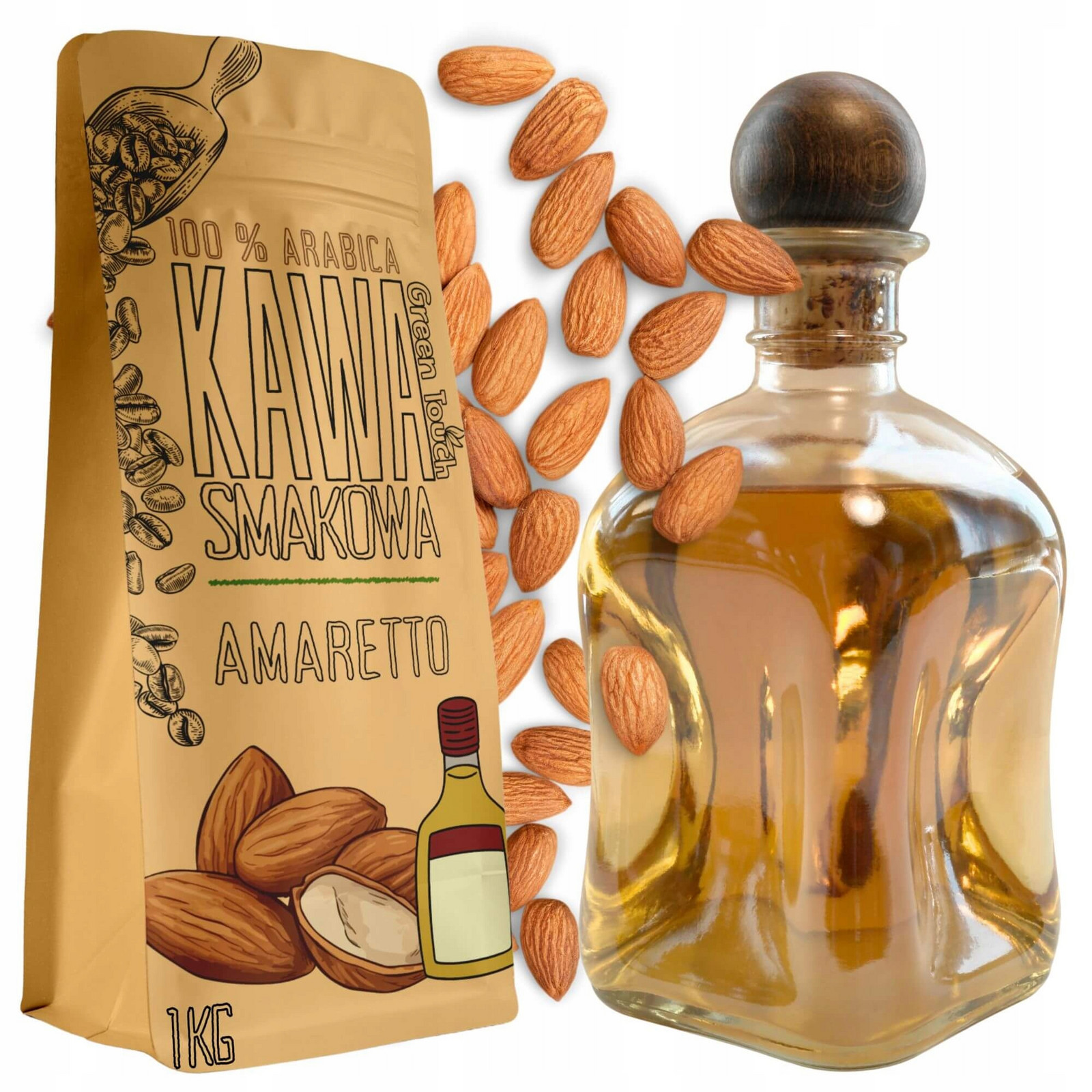 Mletá Káva ochucená Amaretto mandlový likér arabica 1 kg Green Touch