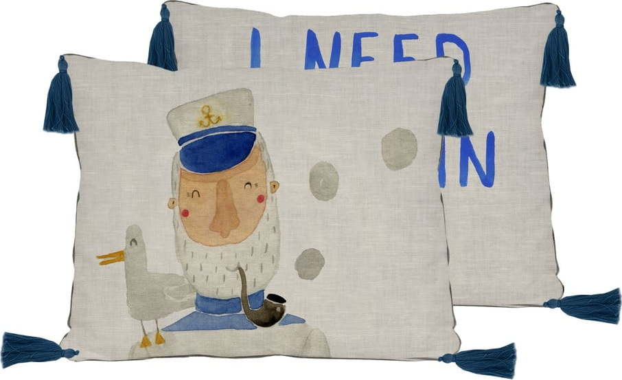 Béžový polštář s příměsí lnu Little Nice Things Captain, 50 x 35 cm