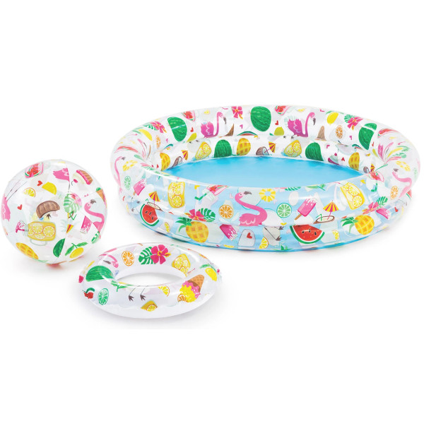 INTEX - Bazén set Plameňák 122cm s kruhem 51cm a míčem