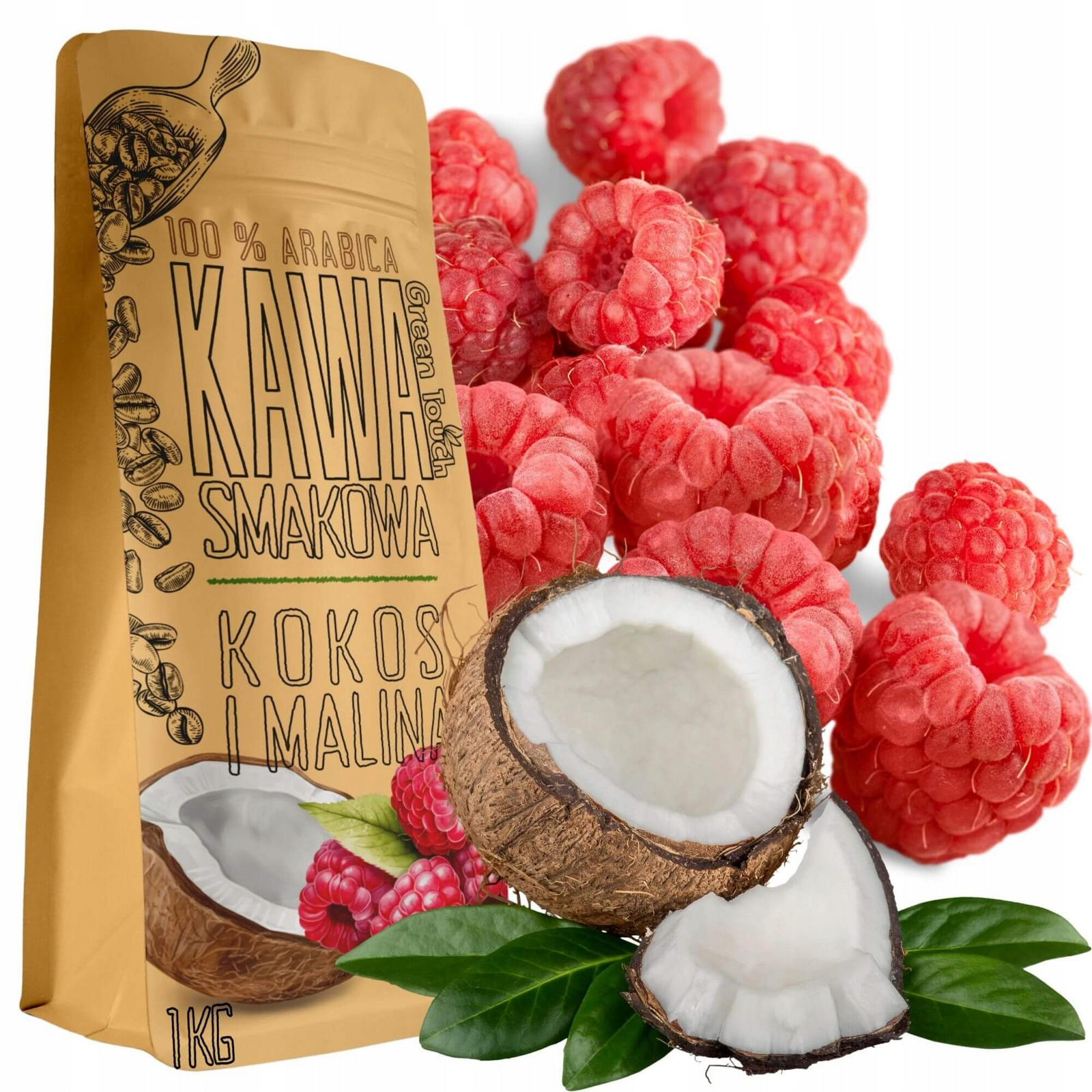 Mletá Káva ochucená Kokos S Malinou kokosová malinová 1 kg Green Touch