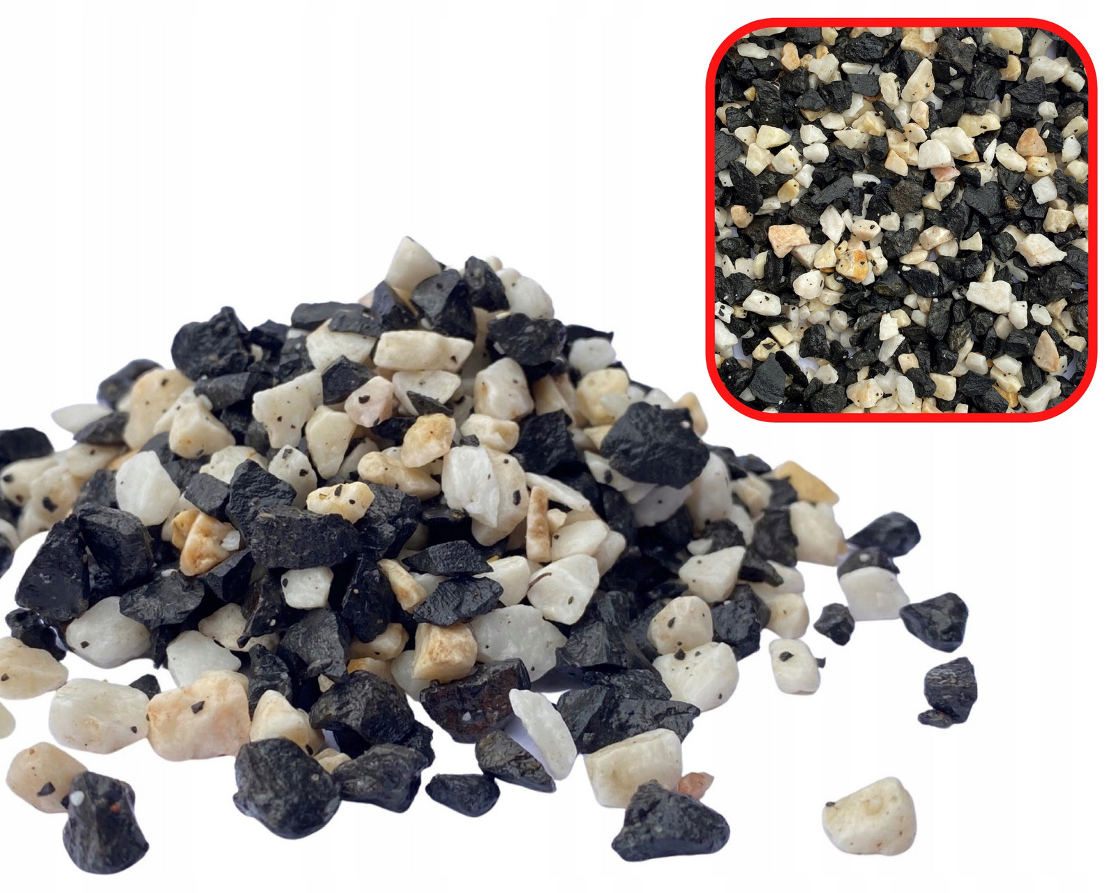 30KG Štěrk Bílo Černý Čedičový Do Akvária 3-6mm