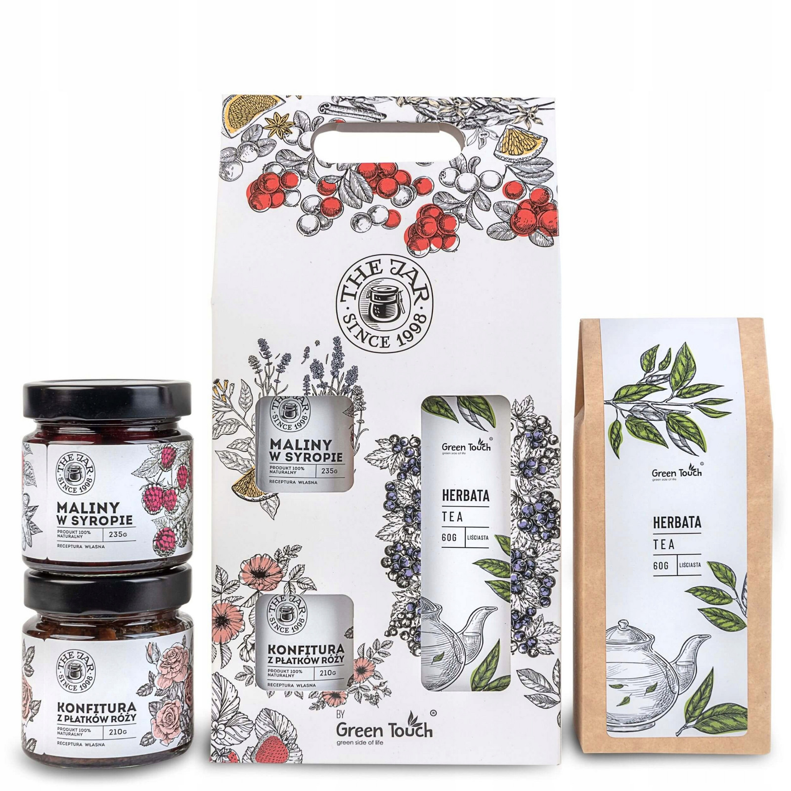 Dárková sada čaj maliny v sirupu zavařenina dárek jako dárek