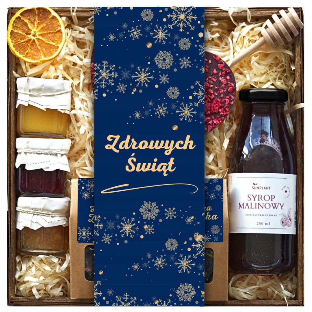 Koš dárek K Vánocům Set čokoládové srdce, 2 čaje, sirup