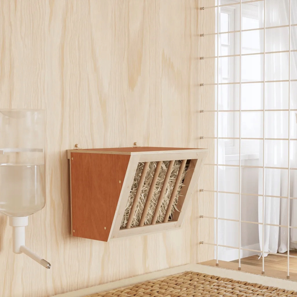 Seník pro králíky 25 x 18,5 x 20,5 cm masivní jedlové dřevo Hnědá 172423