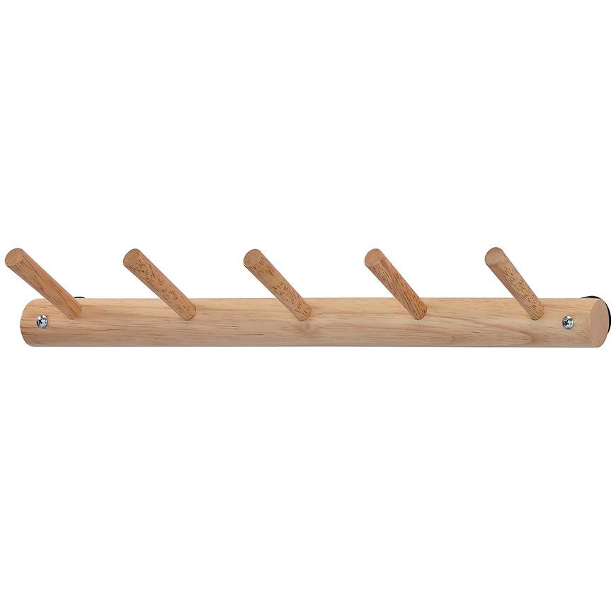 Nástěnný dřevěný věšák s háčky GC7316-5 přírodní