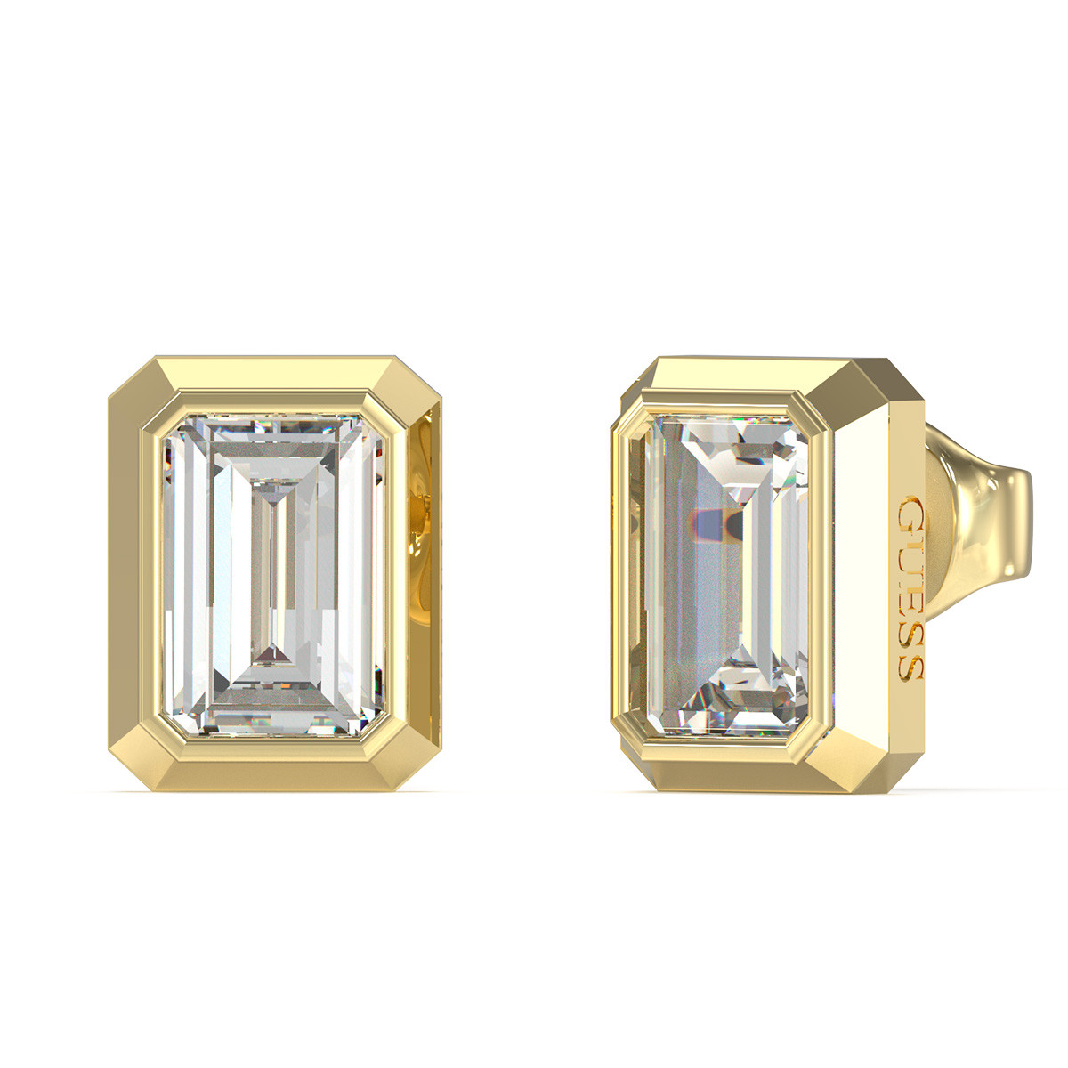 Guess Hranaté pozlacené náušnice 4G Light JUBE05250JWYGT/U