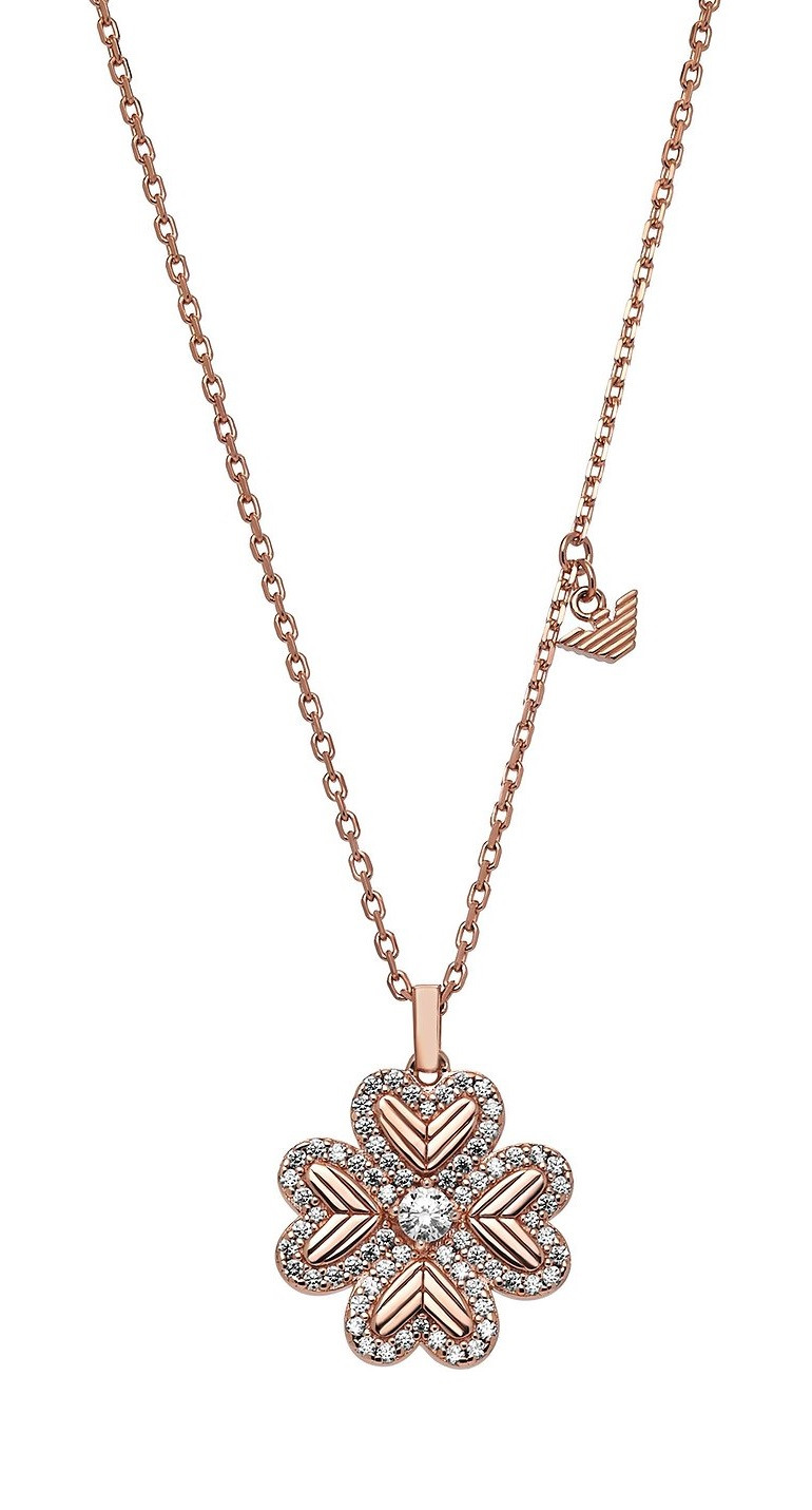 Emporio Armani Krásný pozlacený náhrdelník Čtyřlístek se zirkony EG3609221