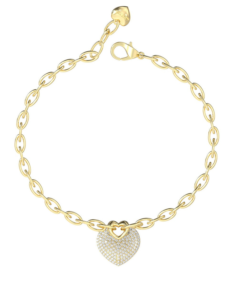 Guess Romantický pozlacený náramek Crazy In Love JUBB05214JWYG 18,5 cm