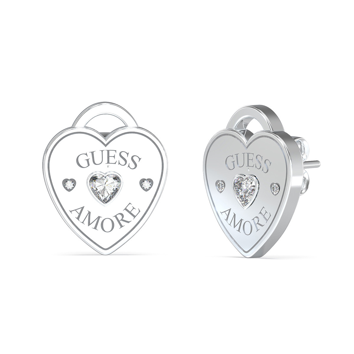 Guess Srdíčkové náušnice z oceli Guess Amore JUBE05058JWRHT/U