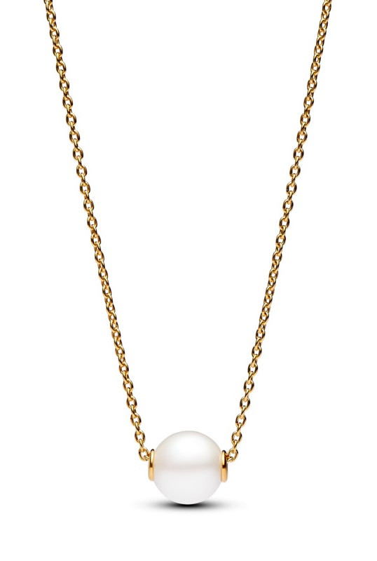 Pandora Pozlacený náhrdelník se sladkovodní perlou Shine Timeless 363167C01-45