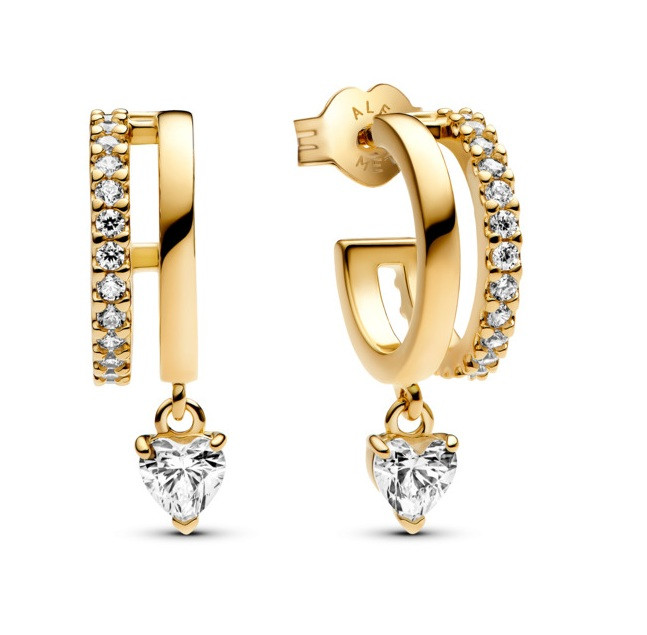 Pandora Půvabné pozlacené náušnice se srdíčkem Shine 263685C01