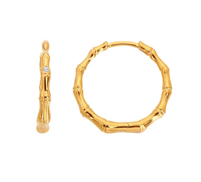 Hot Diamonds Pozlacené kruhové náušnice s diamantem Golden Edit Hope DE842