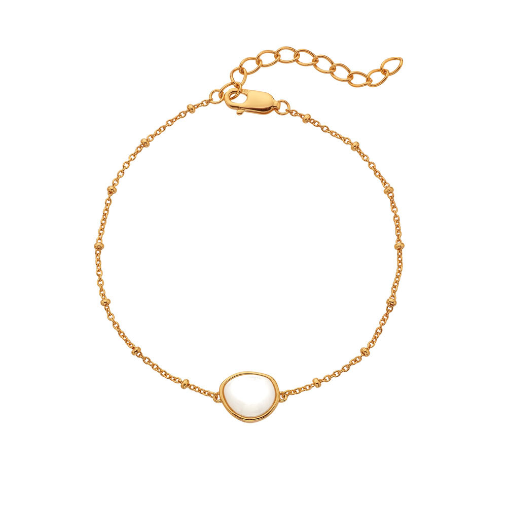 Hot Diamonds Elegantní pozlacený náramek s diamantem a perletí Golden Edit Soul DL704