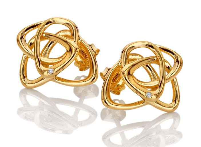 Hot Diamonds Pozlacené náušnice s diamantem Golden Edit Hope DE843