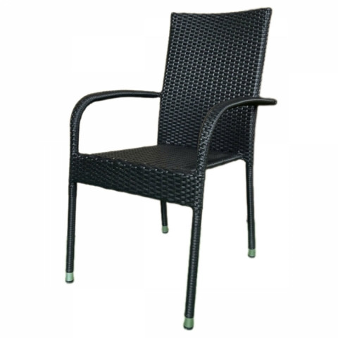 Zahradní stohovatelná židle černý umělý ratan kov  AZC-S2113 BK Autronic