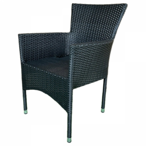 Zahradní stohovatelná židle černý umělý ratan kov AZC-S2117 BK Autronic