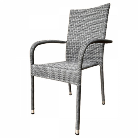 Zahradní židle stohovatelná šedý umělý ratan kov AZC-S2114 GREY Autronic