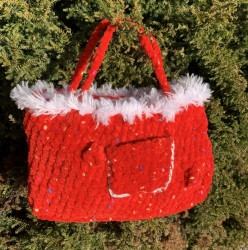 Kabelka pro děti s chlupatkou červená