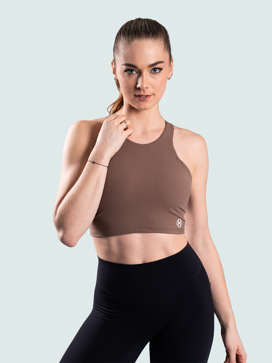 BrainMax dámský sportovní crop top, hnědý kávový Velikost: M