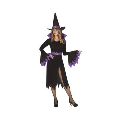 Kostým Čarodějka s kloboukem černo-fialová vel. L Albi